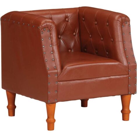 Fauteuil marron cuir véritable vidaXL