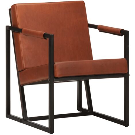 Fauteuil marron cuir véritable vidaXL