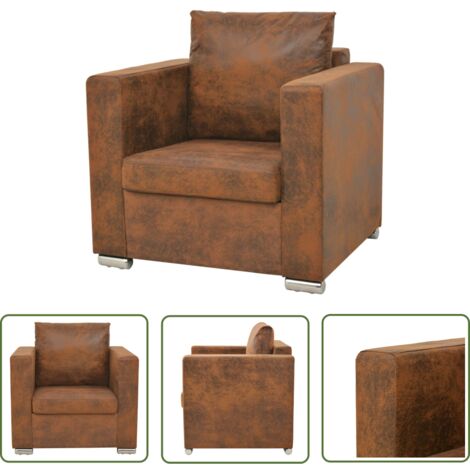 Fauteuil Marron Similicuir daim