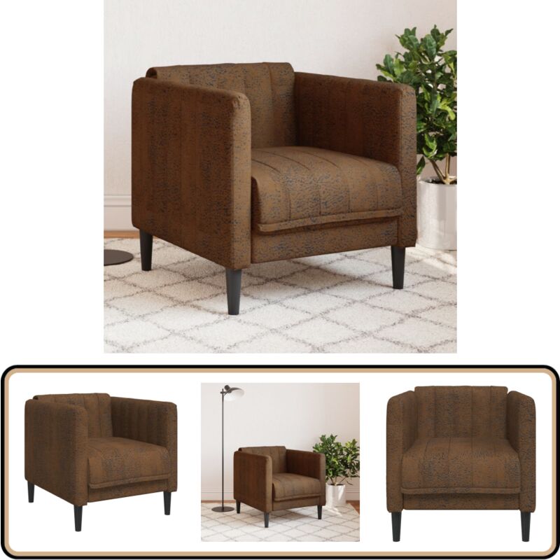 Vidaxl - Fauteuil marron similicuir daim - Fauteuil Cuir Artificiel - Chaise Relaxante - Meuble Salon - Décoration Intérieur - Confort Assise