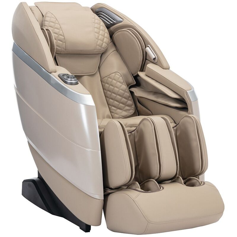 Vente-unique - Fauteuil massant en simili - Commande vocale - Système zéro gravité - Beige - ulap