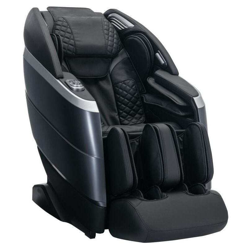 Vente-unique - Fauteuil massant en simili - Commande vocale - Système zéro gravité - Noir - ulap