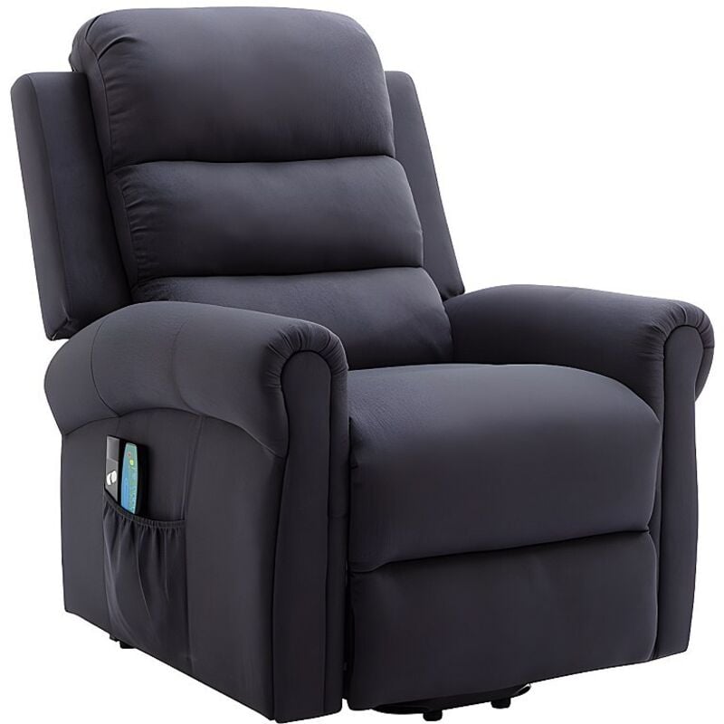 Vente-unique - Fauteuil massant en tissu avec releveur électrique - Gris anthracite - lovari