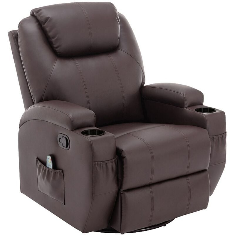 Fauteuil massant SILVANO en simili - Marron