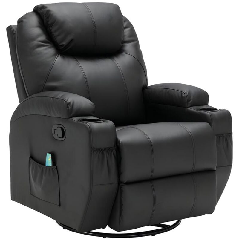 Vente-unique - Fauteuil massant silvano en simili - Noir