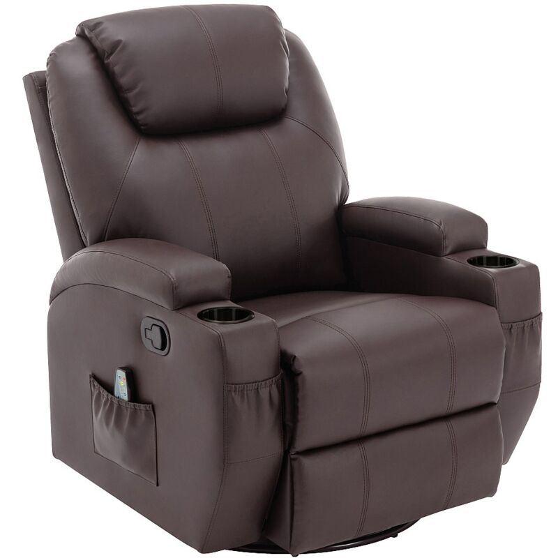 Fauteuil massant SILVANO en simili - Marron