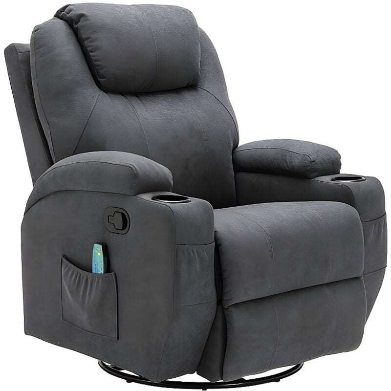 Vente-unique - Fauteuil massant silvano en tissu - Gris