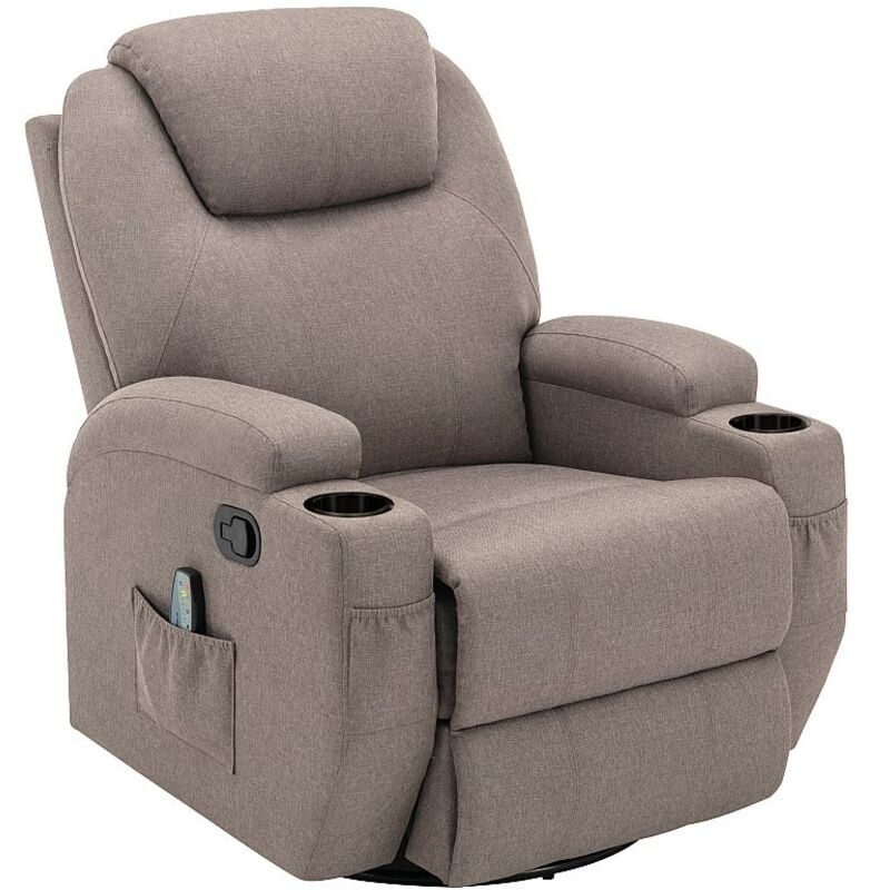 Fauteuil massant silvano en tissu - Taupe