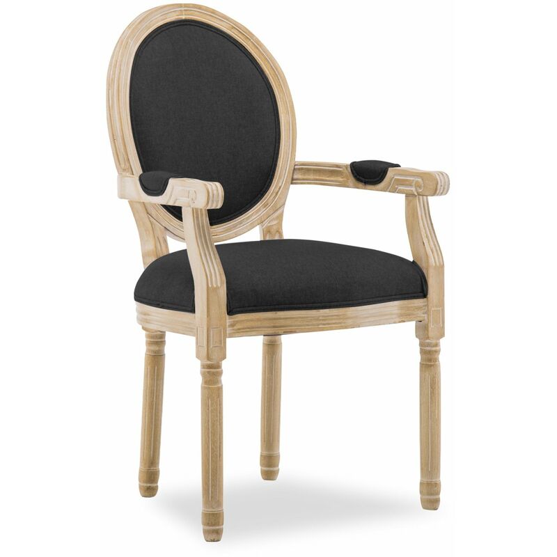 Fauteuil médaillon Louis XVI tissu Noir