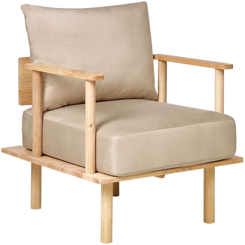 Beliani - Fauteuil Minimaliste en Tissu Rembourré Structure en Bois Clair Beige Asker