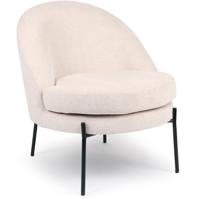 Fauteuil moderne au dossier arrondi Thiago Tissu Beige