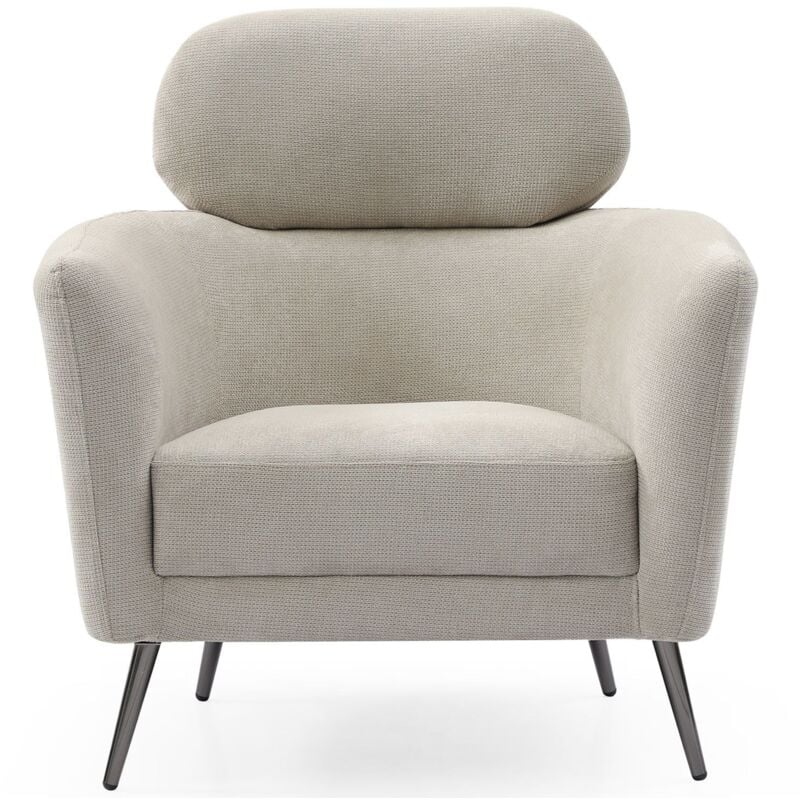 Cotecosy - Fauteuil moderne avec haut dossier Damigal Tissu doux Beige