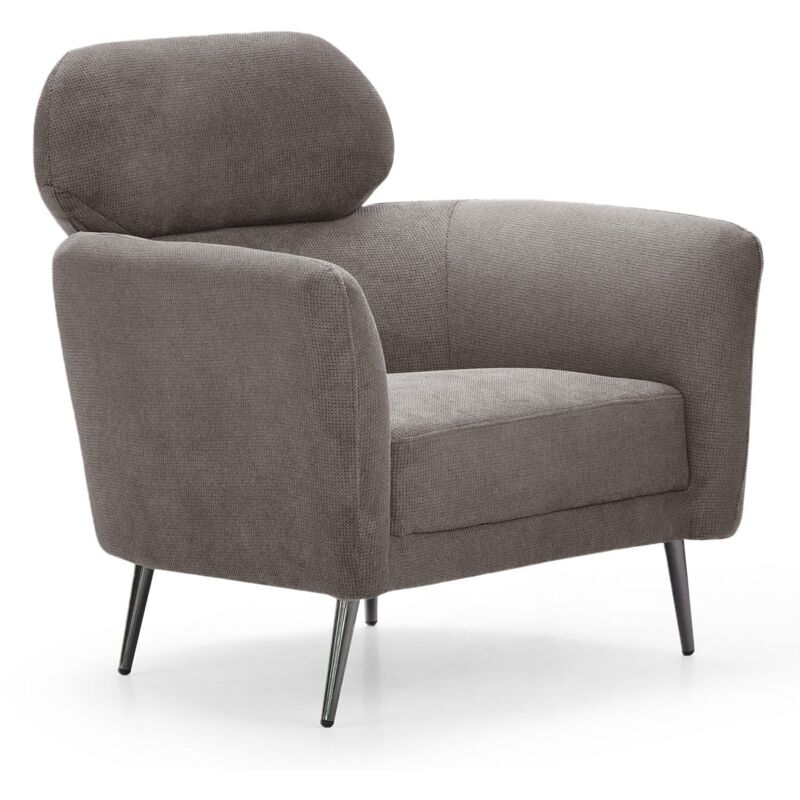 Cotecosy – Fauteuil moderne haut dossier – Tissu doux 100% polyester gris taupe – Dimensions L83 x P77 x H88 cm – Pieds en métal chic Cotecosy – Fauteuil moderne haut dossier – Tissu doux 100% polyester gris taupe – Dimensions L83 x P77 x H88 cm – Pieds en métal chic