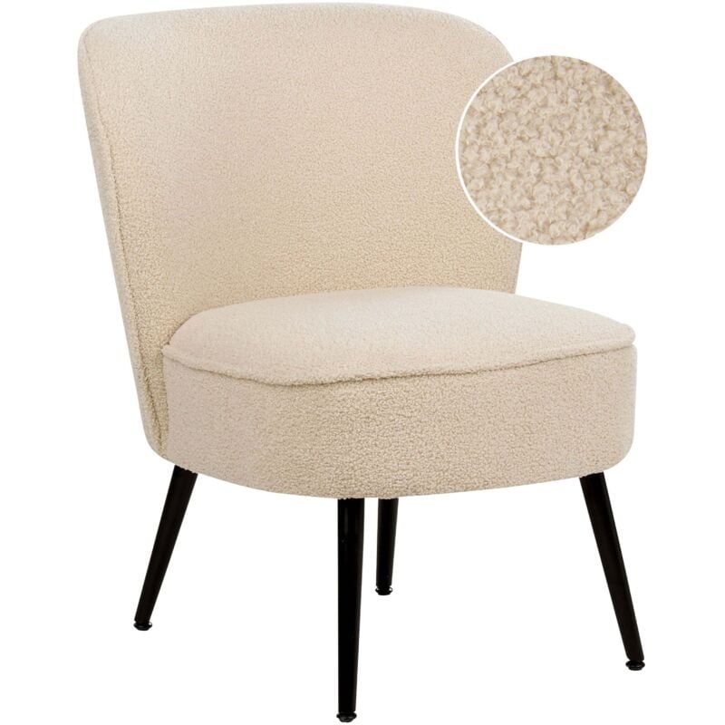 Fauteuil Moderne en Tissu Sans Accoudoirs Pour Salon Chambre Bouclé Beige Clair Voss