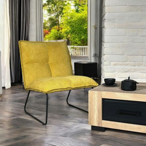 Fauteuil moderne en velours jaune MALMOE