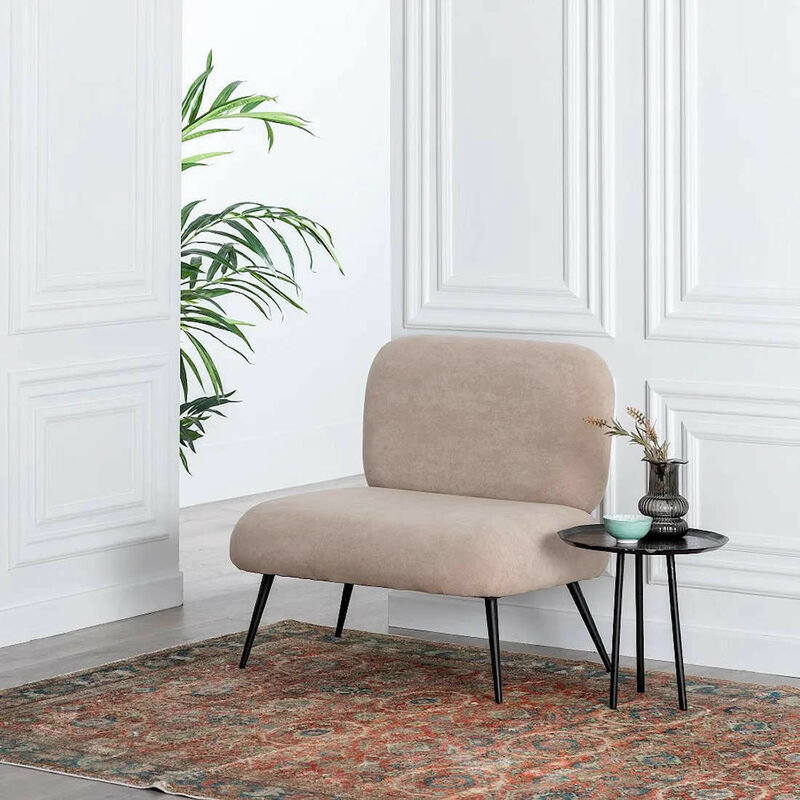 Fauteuil moderne en velours - Kolly | Beige - Beige