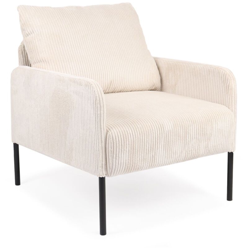 Fauteuil moderne et élégant Manuelo Velours côtelé Beige