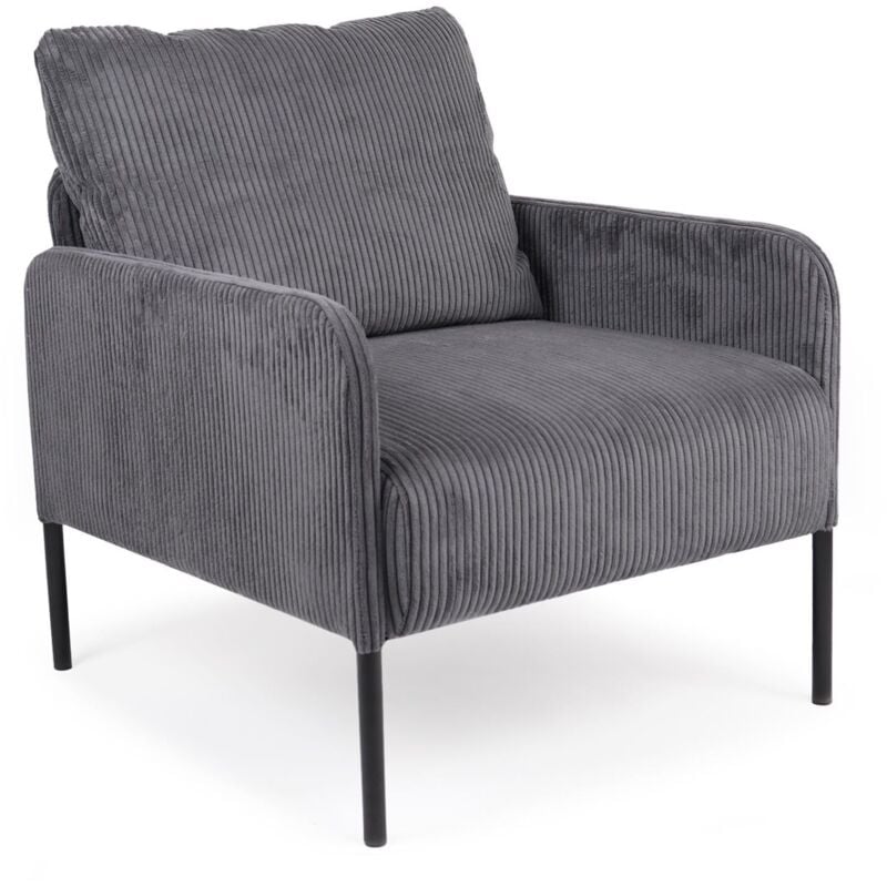 Cotecosy - Fauteuil moderne et élégant Manuelo Velours côtelé Gris foncé