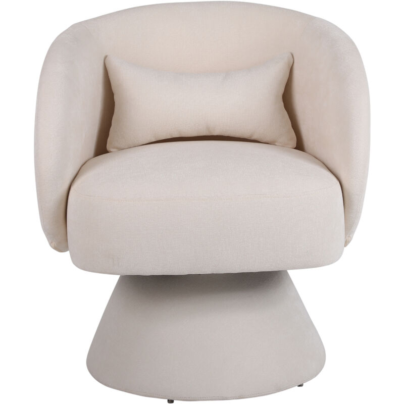 Fauteuil moderne pour salon, avec une base qui tourne à 360 degré, en tissu de paquet, beige