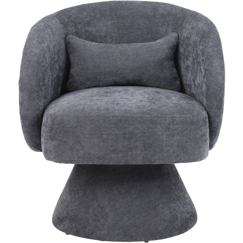Fauteuil moderne pour salon, avec une base qui tourne à 360 degré, en tissu de paquet, gris