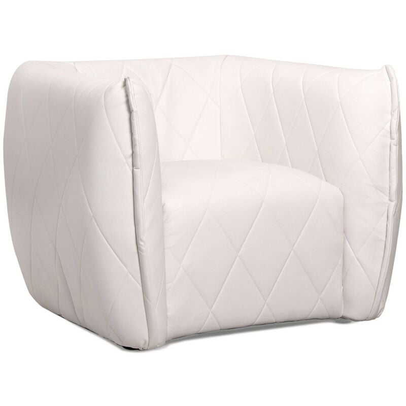 Cotecosy - Fauteuil moderne revêtement matelassé Losania Simili Blanc