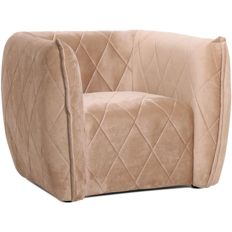 Cotecosy - Fauteuil moderne revêtement matelassé Losania Velours Taupe clair