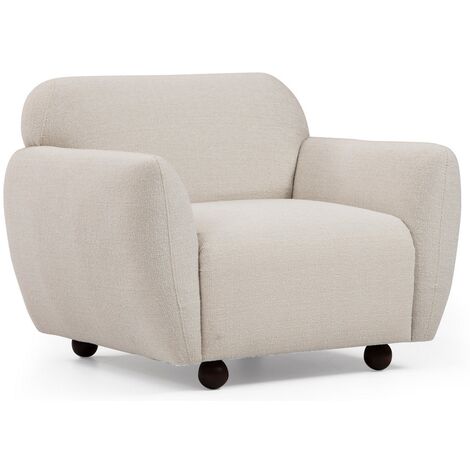 Fauteuil moderne tissu beige clair Kelly 90cm