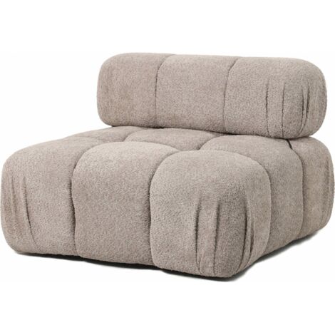 Fauteuil modulable d'angle topo confort en bois et polyester - topo taupe clair texturé