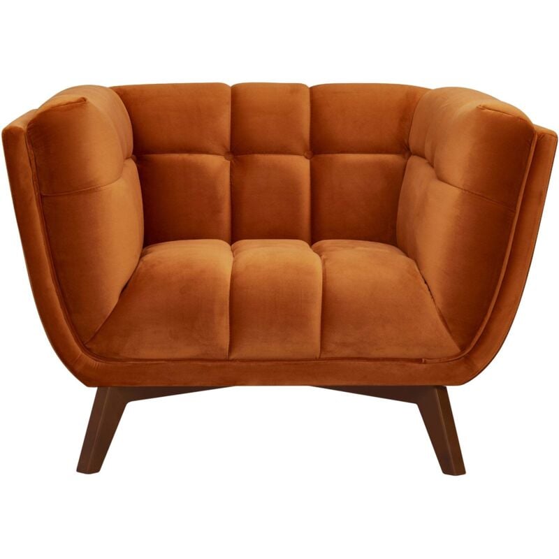 Fauteuil en velours orange curcuma - mona