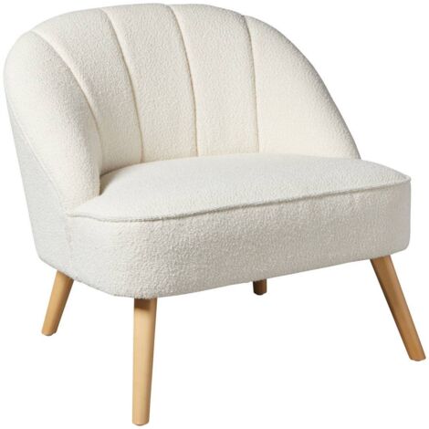 Fauteuil Naova bouclette Blanc - Atmosphera
