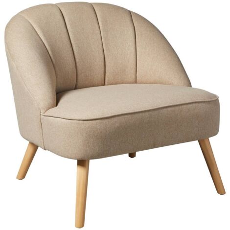 Fauteuil Naova En Velours Beige - Atmosphera