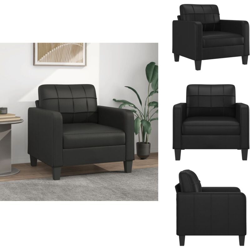 Fauteuil Noir 60 cm Similicuir - Fauteuil Noir - Fauteuils Confortables - Canapé Modulaire - Canapé Design - Chaise Relaxante