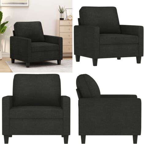 Fauteuil Noir 60 cm Tissu - Fauteuil Noir - Chaise Confort - Meuble Salon - Décoration Intérieur - Canapé Design - Home & Living