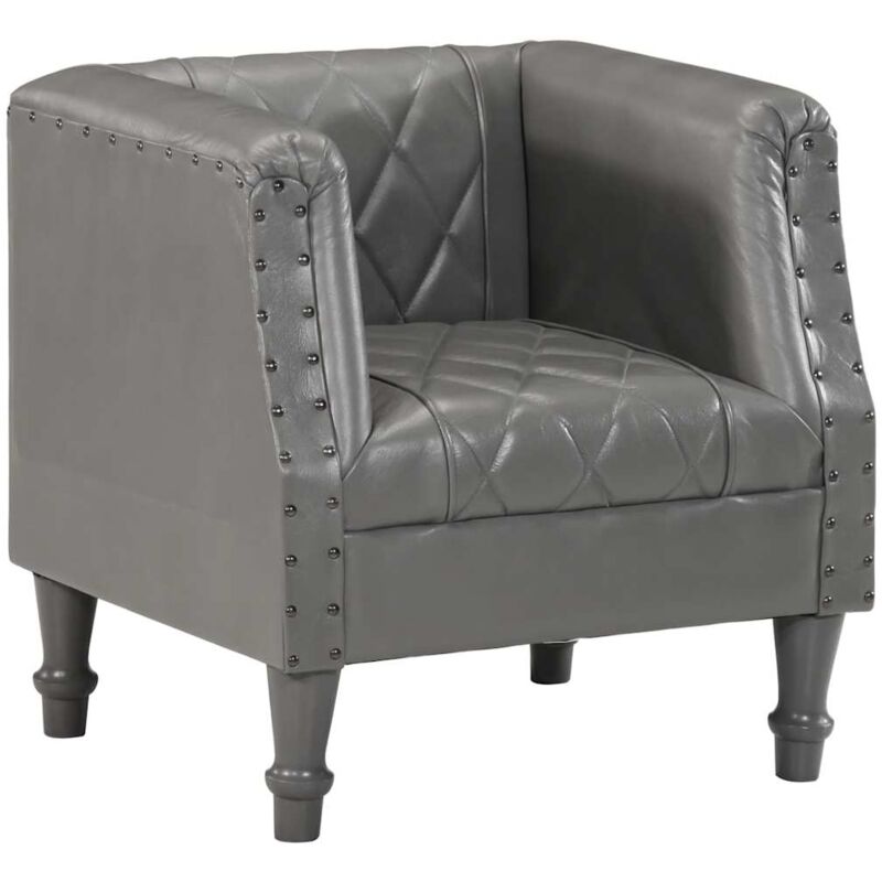 Fauteuil Cuir Véritable de Chèvre Gris