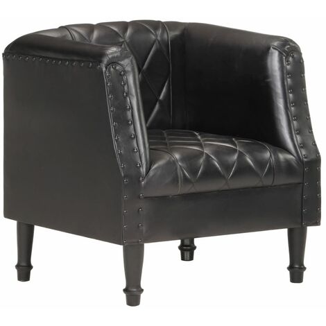 Fauteuil Noir Cuir véritable de chèvre