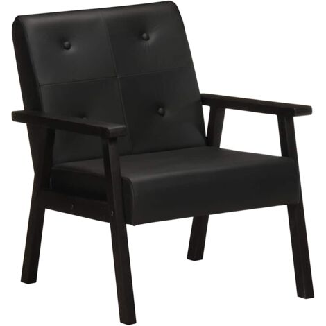 Fauteuil Design NEUERRAUM – Cuir Véritable Noir – Assise 48 Cm – Neuf