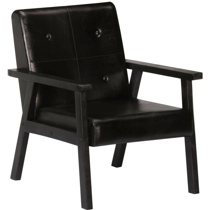 Fauteuil Noir Cuir véritable 4 Fauteuil Noir Cuir véritable 4