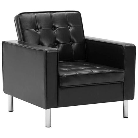 Fauteuil noir, dimensions 75x70x75 cm, en similicuir.