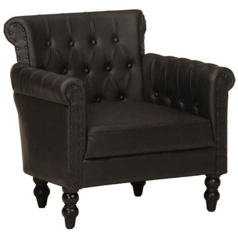 Fauteuil noir, en véritable peau de chèvre.