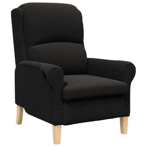 Fauteuil noir, recouvert de velours sherpa doux.