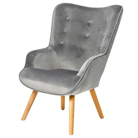 Fauteuil NOOR velours - Gris clair - L 72 x P 65 x H 99 - Livraison gratuite