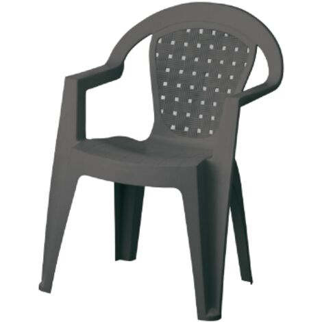 Fauteuil Norma antide'rapant en re'sine antichoc 56x45x80 cm anthracite pour jardin exte'rieur