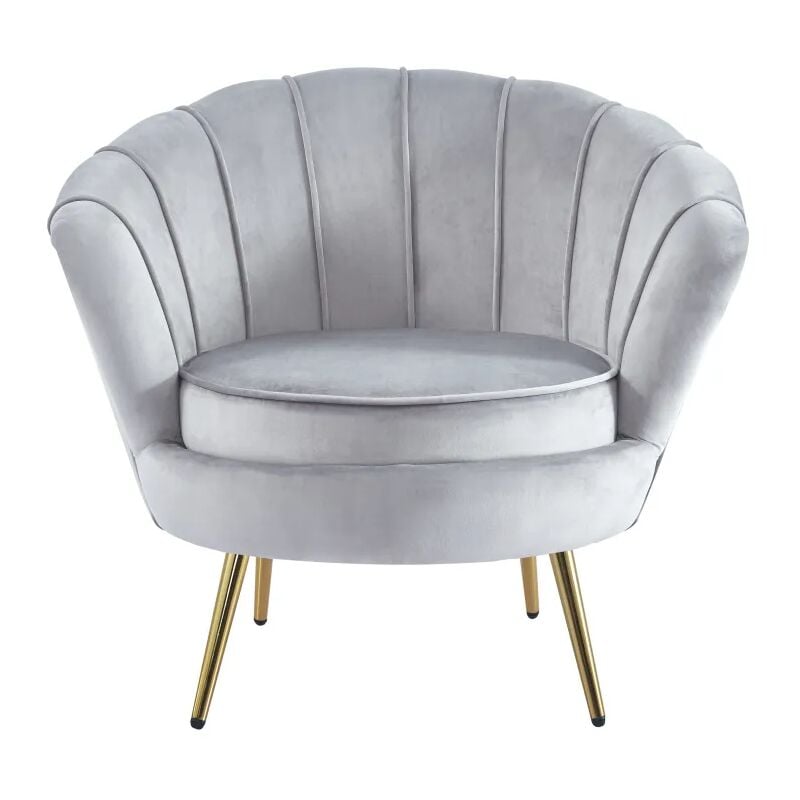 Fauteuil nymphea velours Gris et pieds Gold