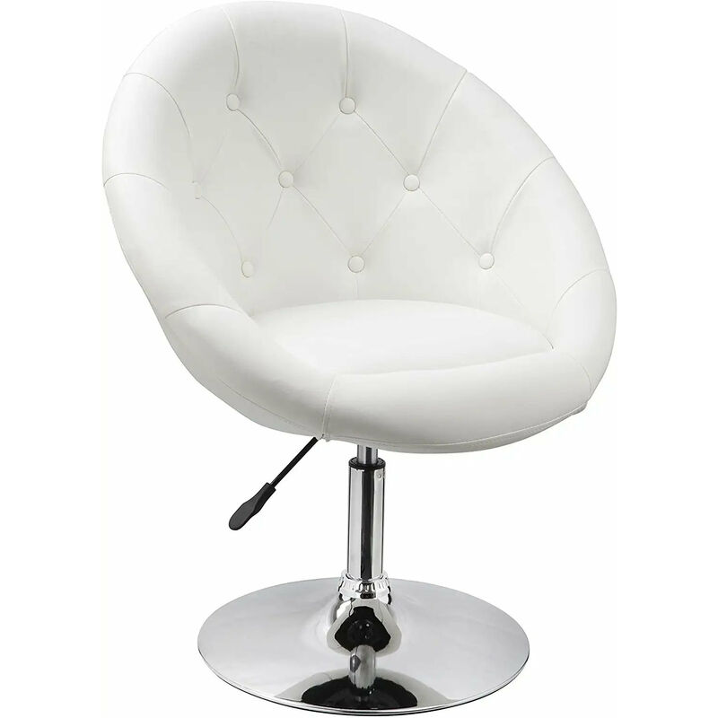décoshop26 - fauteuil oeuf capitonné design synthétique pu chaise bureau blanc - blante