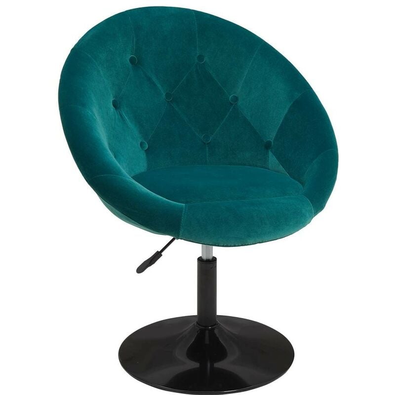 Fauteuil oeuf capitonné design tissu velours chaise bureau pivotant vert bleu
