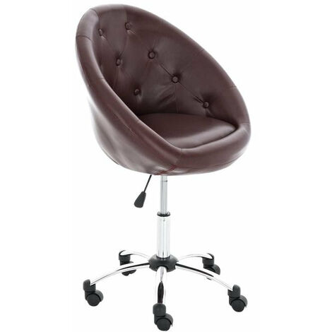 Fauteuil Oeuf Chaise De Bureau Capitonné Sur Roulettes En Similicuir Bordeaux Et Métal