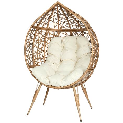 MOBILIBRICO Fauteuil Oeuf Coussin Beige Home Deco Factory