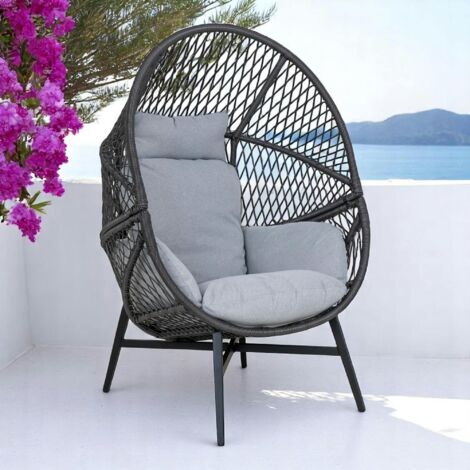 Fauteuil œuf sur pieds finition noire SOUTH BEACH