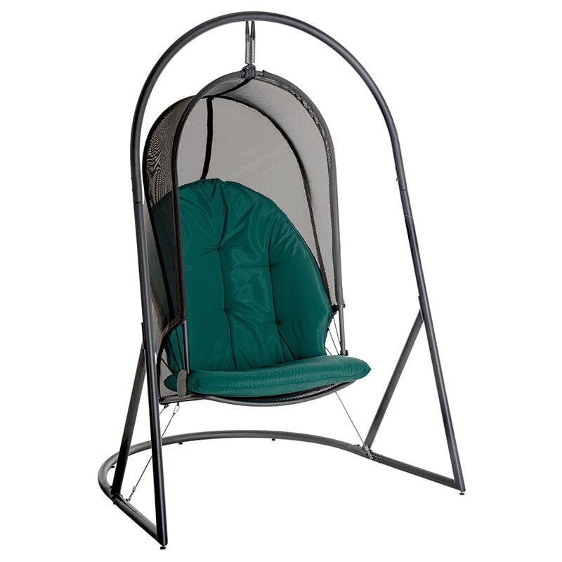 Hesperide - Fauteuil oeuf suspendu en aluminium émeraude et graphite Pacha - Hespéride