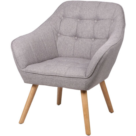 Fauteuil OLY tissu - Gris clair - L 74 x P 70 x H 85 cm - Livraison gratuite